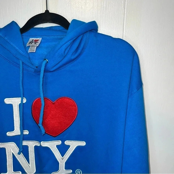 Y2K Style I Heart New York NY Blue Graphic Hoodie Size XL - Picture 1 of 4
